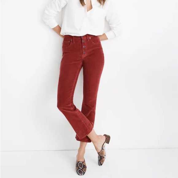 Madewell Cali Demi-Boot Jeans Corduroy Pants Red - Picture 1 of 8